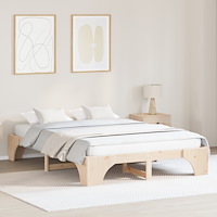 vidaXL Sängram Naturlig Massivt Furuträ 140 x 200 cm Hållbar Sängram