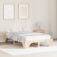 vidaXL Sängram Naturlig Massivt Tallträ 120 x 200 cm Hållbar Sängram