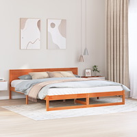vidaXL Sängram Vaxad brun Massivt tallträ 200 x 200 cm Hållbar