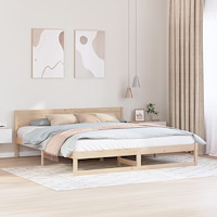 vidaXL Sängram Naturligt trä Massivt tallträ 180 x 200 cm Hållbar