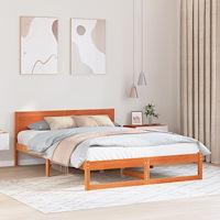 vidaXL Sängram Vaxbrun Trä 140 x 200 cm Enkel Sängram Rektangulär