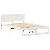 vidaXL Sängram Vit Massivt tallträ 140 x 190 cm Hållbar Sängram