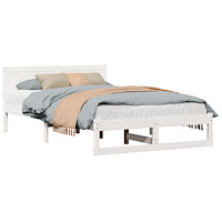 vidaXL Sängram Vit Massivt tallträ 140 x 190 cm Hållbar Sängram