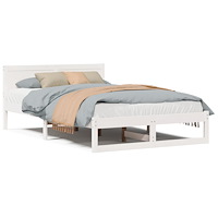 vidaXL Sängram Vit Massivt tallträ 140 x 190 cm Hållbar Sängram