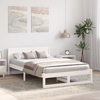 vidaXL Sängram Vit Massivt tallträ 140 x 190 cm Hållbar Sängram