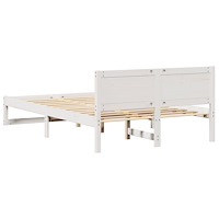 vidaXL Sängram Vit Massivt tallträ 140 x 190 cm Hållbar Sängram