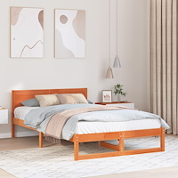 vidaXL Sängram Vax-brun Massivt trä 120 x 190 cm Sängram Rektangulär