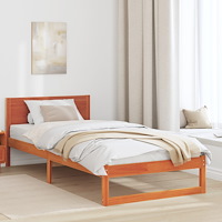 vidaXL Sängram Vaxad brun Massivt trä 90 x 200 cm Stabil