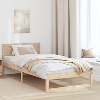 vidaXL Sängram Naturlig Massivt trä 80 x 200 cm Minimalistisk sängram