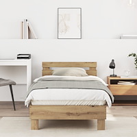vidaXL Sängram Artisan Oak Massiv ek 90 x 200 cm Artisan Oak säng