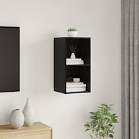 vidaXL Väggmonterad TV-byrå i svart ek - 37 x 37 x 72 cm, Tillverkad av konstruerat trä