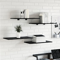 vidaXL Väggmonterade Hyllor Svart Ek MDF 60 x 30 x 1.5 cm Rektangulär