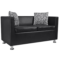 vidaXL Soffa 2-sits konstläder svart