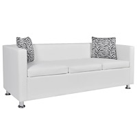 vidaXL Soffa 3-sits konstläder vit