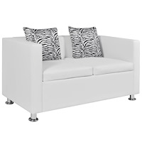 vidaXL Soffa 2-sits konstläder vit