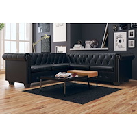 vidaXL Chesterfield hörnsoffa 5-sits svart konstläder