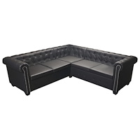 vidaXL Chesterfield hörnsoffa 5-sits svart konstläder