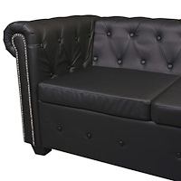 vidaXL Chesterfield hörnsoffa 5-sits svart konstläder
