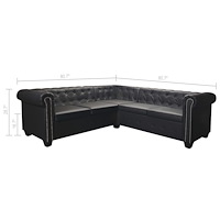 vidaXL Chesterfield hörnsoffa 5-sits svart konstläder