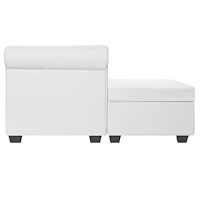 vidaXL L-formad Chesterfield-soffa konstläder vit
