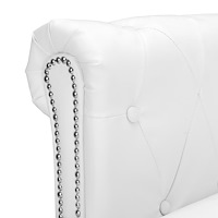 vidaXL L-formad Chesterfield-soffa konstläder vit
