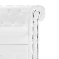 vidaXL L-formad Chesterfield-soffa konstläder vit