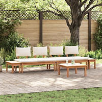 vidaXL 5-delars trädgårdsbänkset med kuddar i solid teak, vidaXL 2-delars trädgårdsbänkset i solid teak, vidaXL Trädgårdsbord 6...
