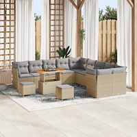 vidaXL Trädgårdsoffset 13 pcs Beige konstrotting