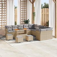 vidaXL Trädgårdsoffset 14 pcs Beige konstrotting