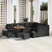 vidaXL Trädgårdsoffset med lagring 12 pcs Svart Poly rattan