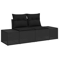 vidaXL 9-delad trädgårdsoffagrupp med kuddar Svart Poly Rattan Akacia