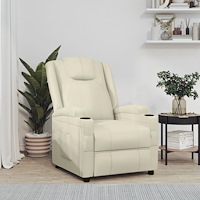vidaXL Reclinerfåtölj gräddvit konstläder