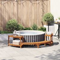 vidaXL Bubbelbad Område Halvrund 252x111.5x55.5 cm Massivt Akaciaträ