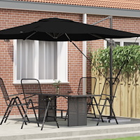 vidaXL Cantilever Roma Parasol Svart 286x285x265 cm Aluminium