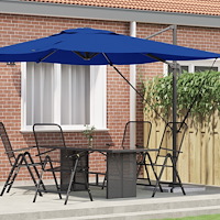 vidaXL Patio Parasoll Azurblå Aluminium, Polyester 3m Justerbara Armstöd