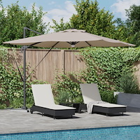 vidaXL Cantilever Roma Parasol med LED-lampor Taupe 286x285x270 cm Aluminium