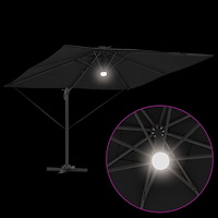 vidaXL Cantilever Roma Parasol med LED-lampor Svart 286x285x270 cm Aluminium