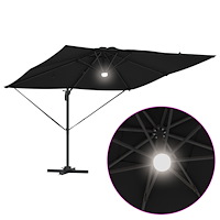 vidaXL Cantilever Roma Parasol med LED-lampor Svart 286x285x270 cm Aluminium