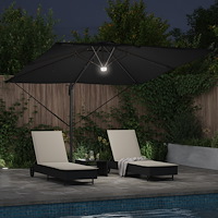 vidaXL Cantilever Roma Parasol med LED-lampor Svart 286x285x270 cm Aluminium