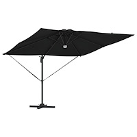 vidaXL Cantilever Roma Parasol med LED-lampor Svart 286x285x270 cm Aluminium