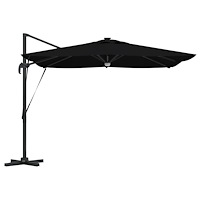 vidaXL Cantilever Roma Parasol med LED-lampor Svart 286x285x270 cm Aluminium