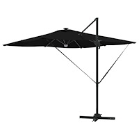 vidaXL Cantilever Roma Parasol med LED-lampor Svart 286x285x270 cm Aluminium