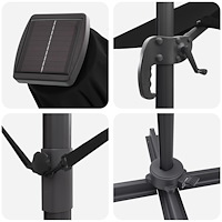 vidaXL Cantilever Roma Parasol med LED-lampor Svart 286x285x270 cm Aluminium
