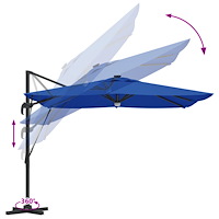 vidaXL Kantilever Roma Parasoll med LED-lampor Azurblå 286x285x270 cm Aluminium