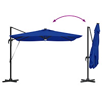 vidaXL Kantilever Roma Parasoll med LED-lampor Azurblå 286x285x270 cm Aluminium