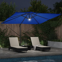 vidaXL Kantilever Roma Parasoll med LED-lampor Azurblå 286x285x270 cm Aluminium