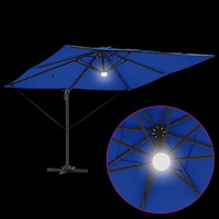 vidaXL Kantilever Roma Parasoll med LED-lampor Azurblå 286x285x270 cm Aluminium