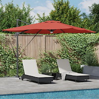 vidaXL Cantilever Roma Parasol med LED-lampor Terracotta 286x285x270 cm Aluminium