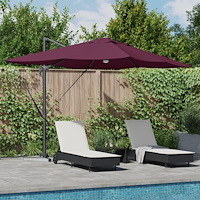 vidaXL Cantilever Paraply - Bordeaux Röd Bordeaux röd Metall och Tyg