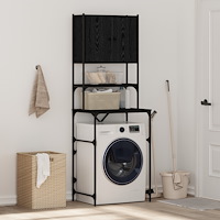 vidaXL Tvättmaskinsförvaring Svart Ek 68x48.5x194 cm